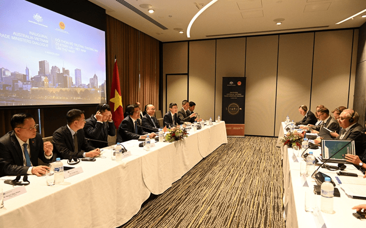 Le 1er dialogue ministériel sur le commerce Vietnam-Australie entre le ministre de l’Industrie et du Commerce. Photo : baodautu.vn