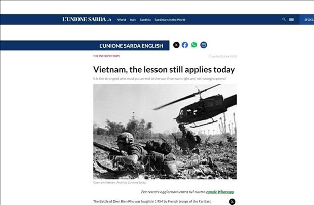 Le site d'information italien L'Unione Sarda a publié un article honorant le courage du Vietnam lors de la victoire de Dien Bien Phu il y a 70 ans. Photo : VNA.
