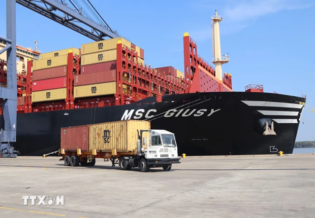 Le porte-conteneurs MSC Giusy au port SSIT. Photo : VNA.