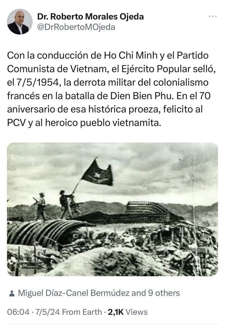 Roberto Morales Ojeda a souligné le rôle dirigeant du Président Hô Chi Minh, du Parti communiste du Vietnam et de l'Armée populaire vietnamienne dans la victoire de Diên Biên Phu. Photo: VNA.