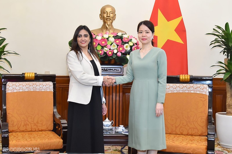 La vice-ministre des Affaires étrangères Nguyên Minh Hang (à droite) et la vice-ministre chilienne chargée du Commerce extérieur, Claudia Sanhueza. Photo : baoquocte.vn