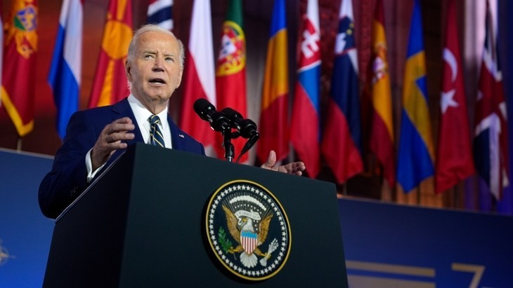 Joe Biden prononce un discours pendant l'ouverture du Sommet. Photo: Reuters