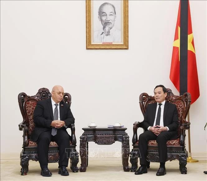 Le vice-Premier ministre Tran Luu Quang (droite) et le ministre algérien des Moudjahidine et des Ayants-droits, Laïd Rebigua. Photo : VNA.