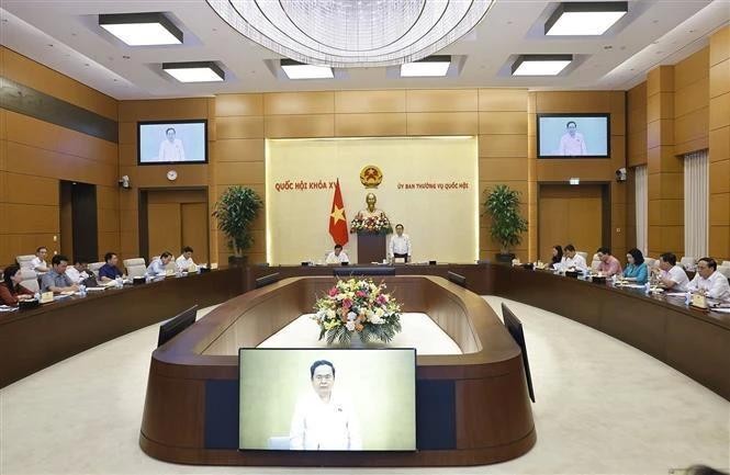 Le président de l’Assemblée nationale du Vietnam, Trân Thanh Mân lors de la réunion, à Hanoi, le 1er août 2024. Photo : VNA.