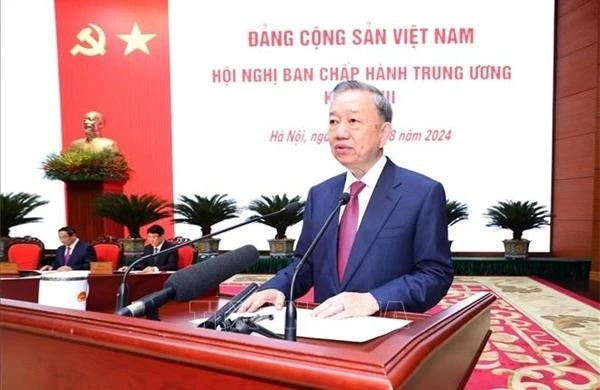 Le Secrétaire général et Président vietnamien, Tô Lâm, prend la parole. Photo : VNA.