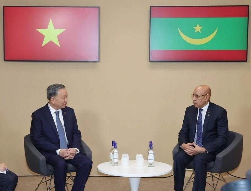 Le dirigeant Tô Lâm (à gauche) et le président mauritanien, Mohamed Ould Ghazouani. Photo : VNA.