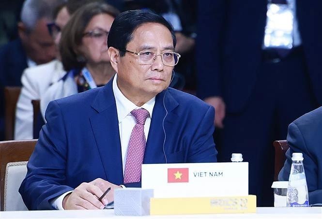 Le Premier ministre Pham Minh Chinh au sommet des BRICS+, à Kazan, en Russie, le 23 octobre. Photo : VNA.