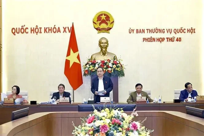 Le président de l'AN Tran Thanh Man prend la parole. Photo : VNA.