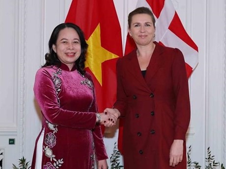La Vice-Présidente vietnamienne, Vo Thi Anh Xuân (à gauche) et la Première ministre danoise, Mette Frederiksen. Photo : VNA.