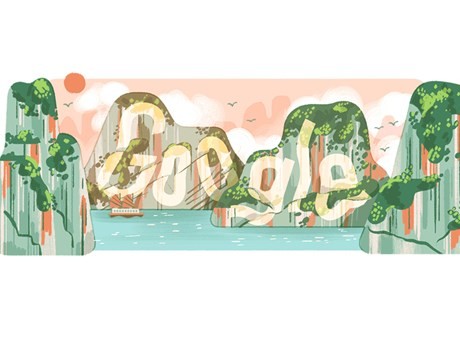 La baie d'Ha Long honorée par Google Doodle. Photo : Google Doodle.