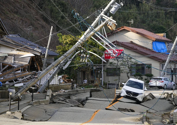 Des dégâts causés par le séisme dans la préfecture d'Ishikawa (Japon), le 5 janvier 2024. Photo : Kyodo.