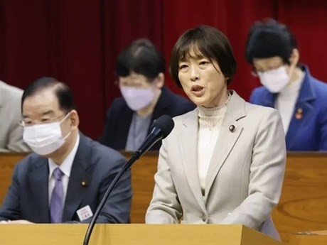 La nouvelle Présidente du Parti communiste japonais Tamura Tomoko. Photo : Kyodo/The Japan Times.