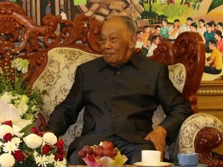 L'ancien Président du Parti populaire révolutionnaire et ancien Président du Laos, Khamtay Siphandon. Photo: VNA.