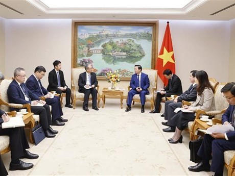 Rencontre entre le Vice-PM vietnamien Trân Hông Hà et le directeur général du groupe chinois Power China, Wang Bin. Photo : VNA.