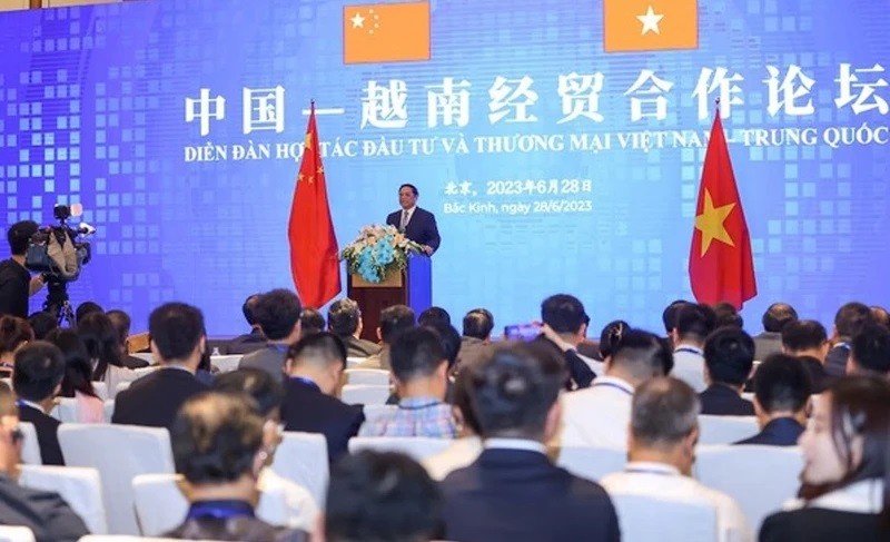 Lors du Forum de coopération Vietnam - Chine dans le commerce et l'investissement, le 28 juin 2023 à Pékin, en Chine. Photo : baochinhphu.vn