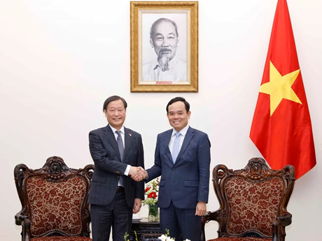 Le Vice-PM vietnamien Trân Luu Quang (à droite) et le vice-président exécutif senior de l'Agence japonaise de Coopération internationale (JICA), Yamada Junichi. Photo : VNA.