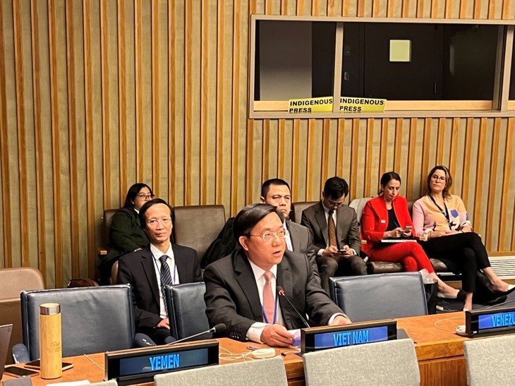 Le vice-ministre vietnamien du Plan et de l’Investissement, Trân Duy Dông, lors de la la 57e session de la CPD de l'ECOSOC. Photo : VOV.