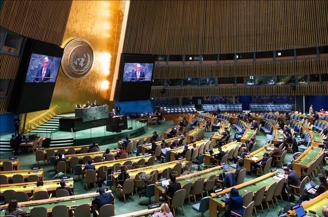 Lors de la réunion de l'Assemblée générale des Nations Unies. Photo: Xinhua.