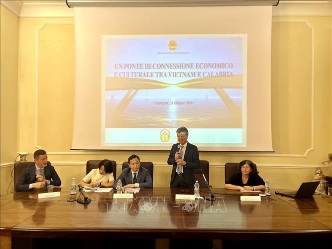 L'ambassadeur du Vietnam en Italie, Duong Hai Hung, a participé au Forum de connexion Vietnam-Calabre. Photo: VNA