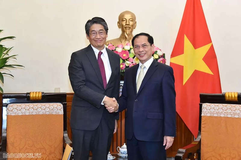 Le ministre vietnamien des Affaires étrangères, Bui Thanh Son (à droite), et le nouvel ambassadeur du Japon au Vietnam, Ito Naoki, le 18 juillet à Hanoi. Photo: baoquocte.vn.