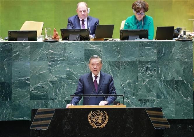 Le secrétaire général du Parti communiste du Vietnam (PCV) et président vietnamien, To Lam, lors du débat général de la 79e session de l’Assemblée générale de l’ONU. Photo : VNA.