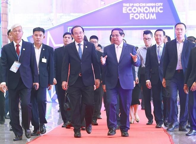 Le Premier ministre Pham Minh Chinh à la cérémonie d'ouverture du Forum économique de Ho Chi Minh-Ville 2024. Photo: VNA.