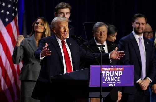 Donald Trump lors de son discours de victoire. Photo: Reuters