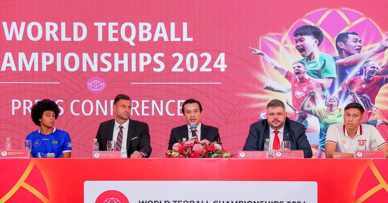 Conférence de presse sur les Championnats du monde de teqball 2024. Photo : comité d'organisation