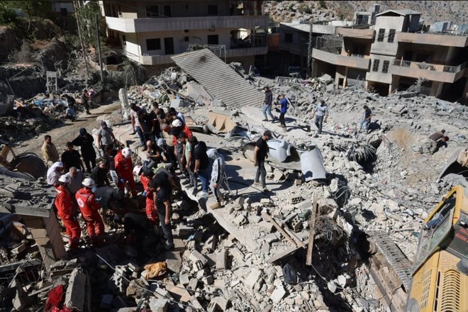 Scène de dévastation après une frappe aérienne israélienne à Shebaa, au Liban, le 27 septembre 2024. Photo : Xinhua/VNA.