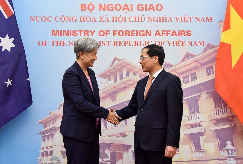 Le ministre vietnamien Bùi Thanh Son et son homologue australienne Penny Wong en juin dernier au Vietnam. Photo : baoquocte.