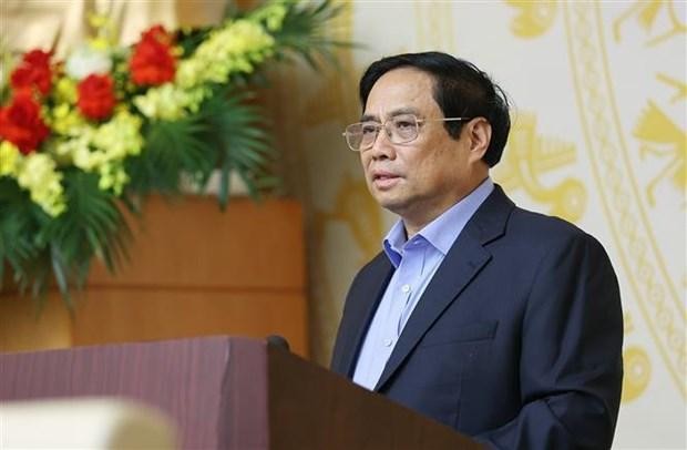 Le Premier ministre Pham Minh Chinh lors de la deuxième session du Comité gouvernemental de pilotage de la réforme administrative. Photo : VNA