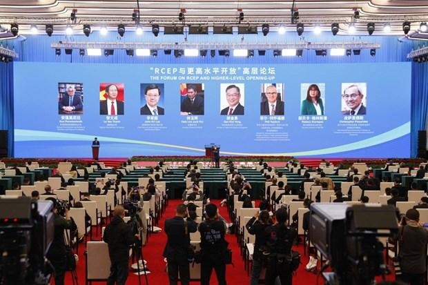 Vu du Forum de haut niveau ouvert samedi 5 novembre dans le cadre de la Foire internationale des importations de Chine à Shanghai. Photo: VNA 