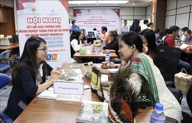 Des entreprises vietnamiennes et indonésiennes se rencontrent lors du séminaire. Photo: VNA