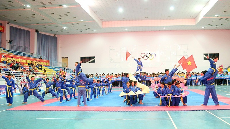 Le Championnat national des équipes fortes de Vovinam s'est ouvert le 10 avril, dans la province de Binh Duong. Photo : NDEL.