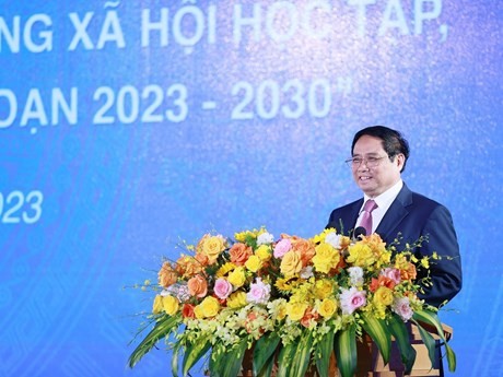 Le Premier ministre vietnamien, Pham Minh Chinh, s’exprimant lors de l’événement. Photo : VNA.