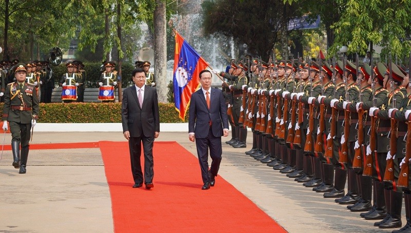 Le Président vietnamien, Vo Van Thuong, lors de sa visite officielle au Laos en avril 2023. Photo : VOV.