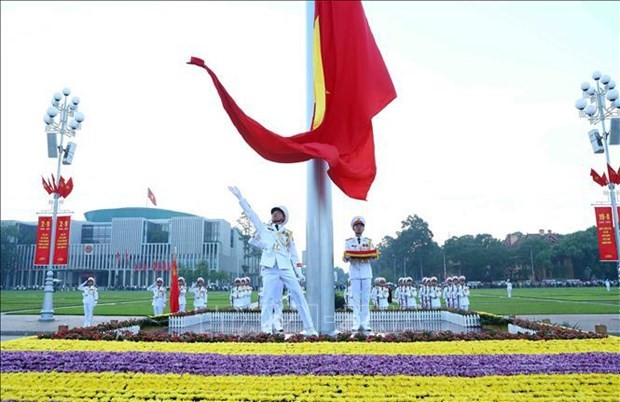 Cérémonie de lever du drapeau sur la place historique Ba Dinh à l'occasion du 78e anniversaire de la Fête nationale, le 2 septembre. Photo : VNA.