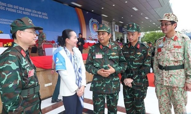 Les délégués au Programme d'évaluation des compétences des futurs soldats de maintien de la paix des Nations Unies (CEPPP). Photo: VNA