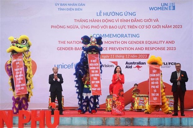 Meeting en écho au Mois d’action pour l’égalité des sexes 2023 à Diên Biên. Photo : VNA.