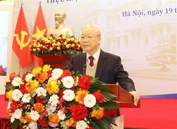 Le Secrétaire général du PCV Nguyên Phu Trong prend la parole lors de la 32e Conférence de la diplomatie. Photo : VNA.
