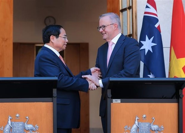 Les Premiers ministres australien et vietnamien, Anthony Albanese et Pham Minh Chinh. Photo: VNA