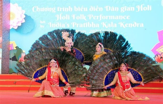Un spectacle folklorique Holi présenté par des artistes indiens dans la zone touristique nationale de Tam Chuc. Photo : VNA.