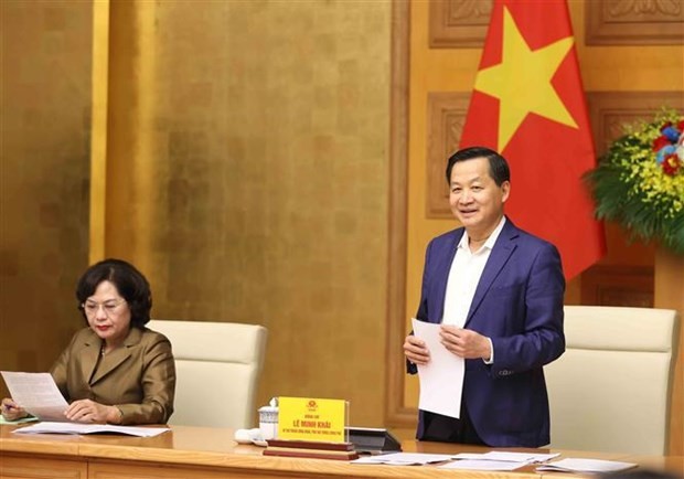 Le Vice-Premier ministre Lê Minh Khai lors de la réunion. Photo : VNA.