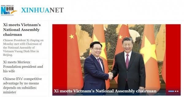 La visite du Président de l'AN du Vietnam, Vuong Dinh Huê, en Chine est couverte par Xinhua. Photo : VNA.