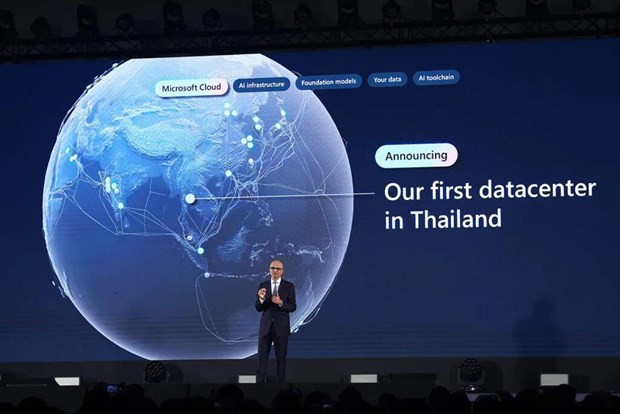 Le PDG de Microsoft, Satya Nadella, annonce la création d'un nouveau centre de données en Thaïlande. Photo: https://toutelathailande.fr/
