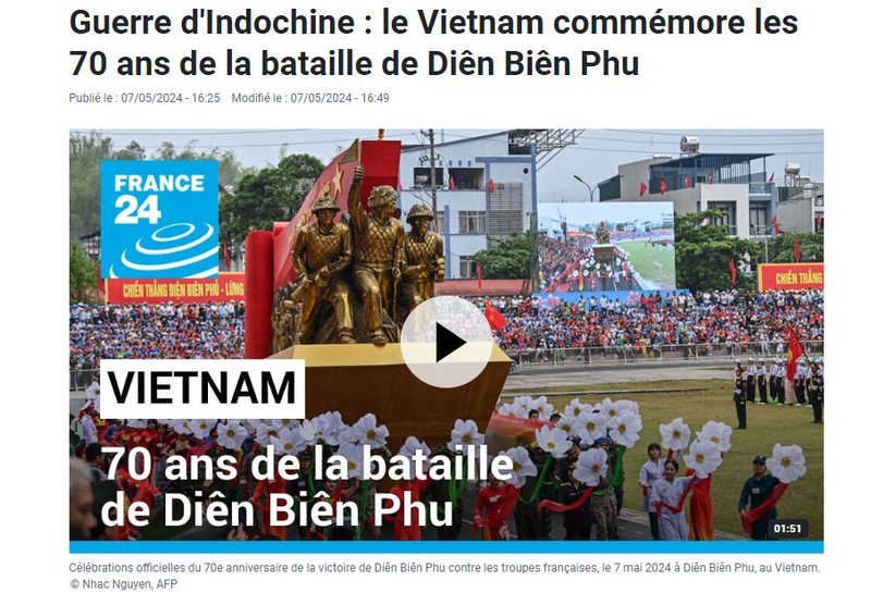 La cérémonie du 70e anniversaire de la Victoire de Diên Biên Phu couverte par les médias français