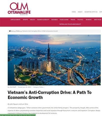 Des experts canadiens apprécient les efforts du Vietnam dans sa lutte contre la corruption. Photo : VNA.