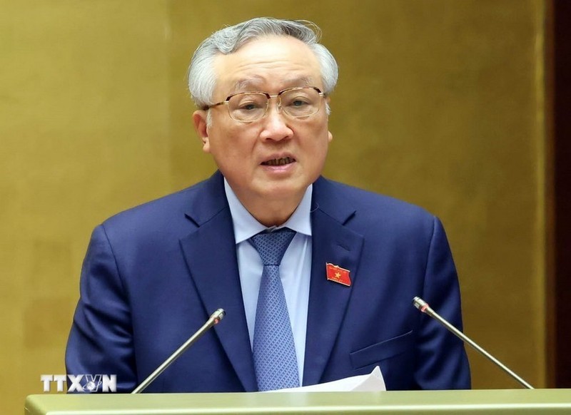 Le président de la Cour populaire suprême du Vietnam, Nguyen Hoa Binh, préside la conférence. Photo: VNA