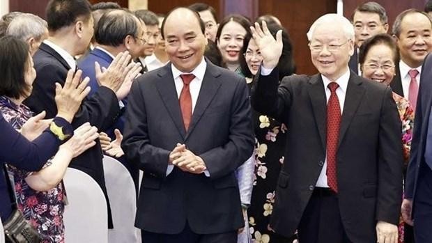 Le Secrétaire général du Parti communiste du Vietnam Nguyên Phu Trong (à droite), du Président vietnamien Nguyên Xuân Phuc (à gauche). Photo : VNA.