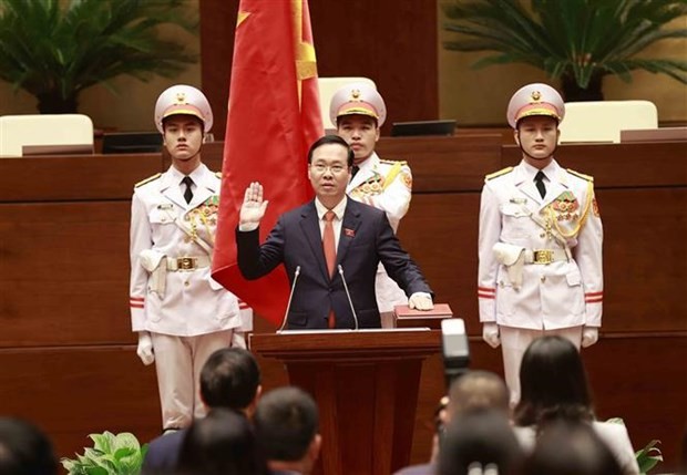 Le Président vietnamien Vo Van Thuong prête serment. Photo : VNA.